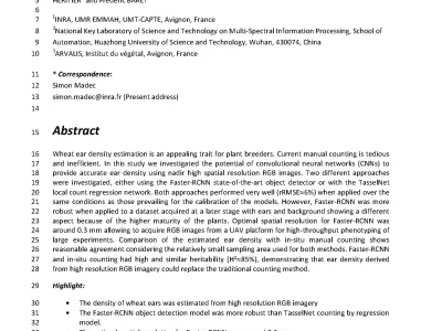 Ear Density Estimation from High Resolution RGB Imagery using Deep Learning Technique