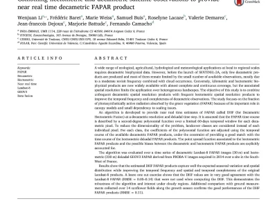 Combining Hectometric and Decametric Satellite Observations to Provide Near Real-Time Decametric FAPAR Product