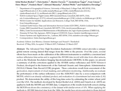 A 30+ Year AVHRR Land Surface Reflectance Climate Data Record and Its Application to Wheat Yield Monitoring