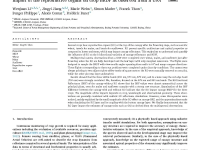 Impact of the reproductive organs on crop BRDF as observed from a UAV